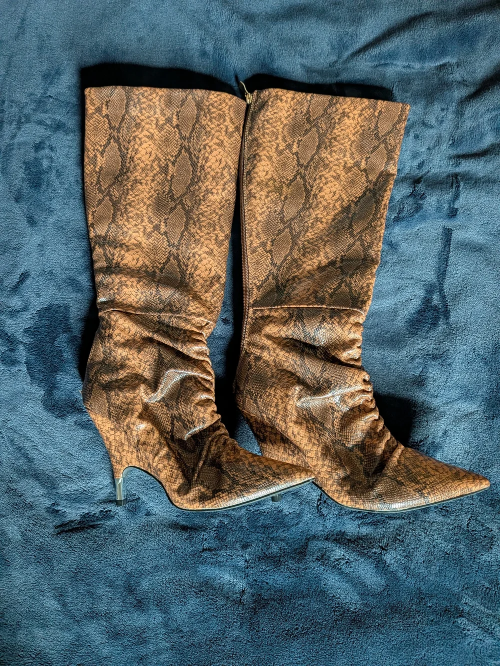 Fashion Nova Nadia Knee High Boots Zip Pointed Toe 6.5